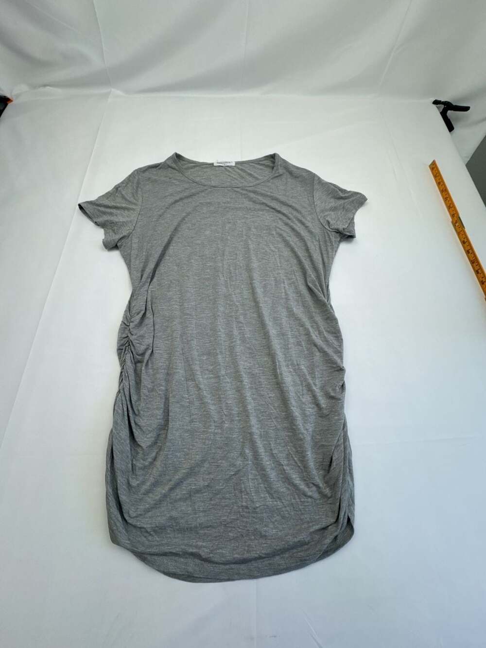 SMALLSHOW Women's Short Sleeve Maternity Dress with Ruched Sides Heather Grey XL